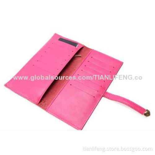 Women's leather wallet, long section, slim